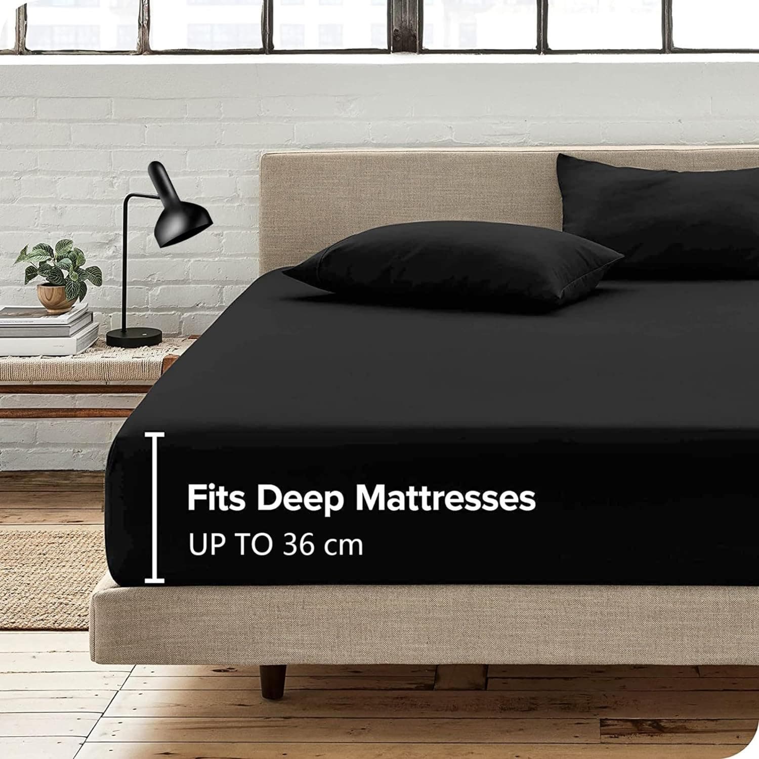 Carla Home Vikus 2000TC 3Pc Ultra Soft Hotel Comfort King Sheet Set - Black