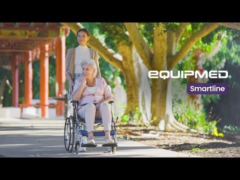 EQUIPMED Folding Aluminium Wheelchair, 20" Wheels, Park Brakes, 100kg Capacity, Orange