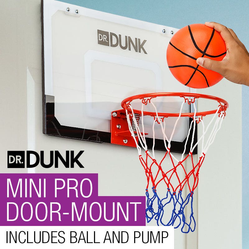 Dr. Dunk Indoor Mini Basketball Hoop Ring Backboard Kit Door Mounted Mount Kid Set