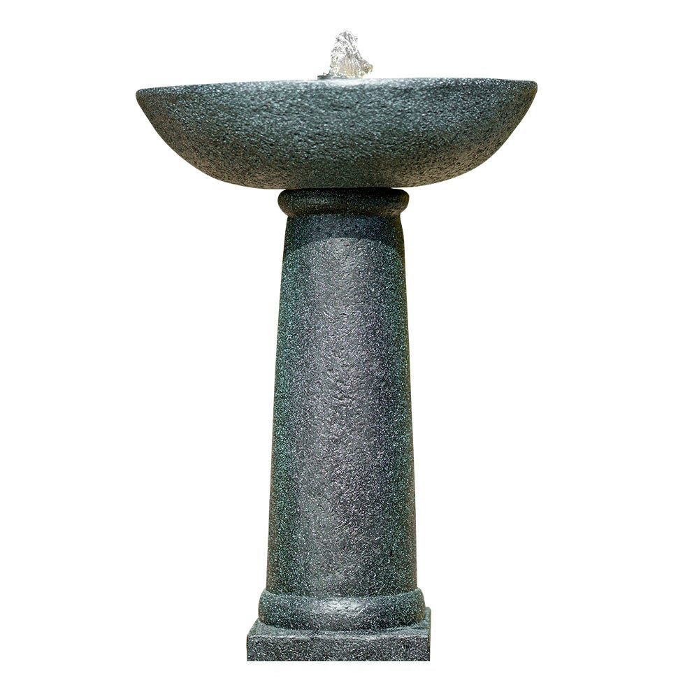 PROTEGE Bird Bath Solar Water Feature Fountain, Contemporary Birdbath Design, with Panel Kit, LED Lights, Dark Grey