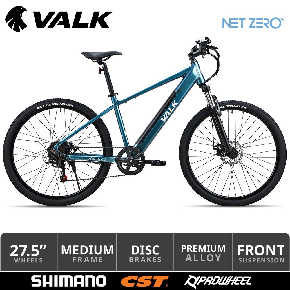 VALK Vortex 3 Electric Bike, Medium Frame Mountain ebike, Metallic Teal