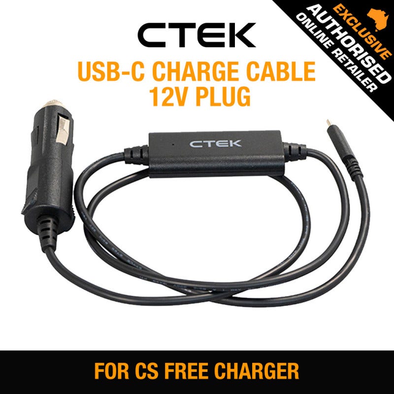 CTEK USB-C CHARGE CABLE 12V PLUG for CS FREE Portable Battery Charger and Maintainer