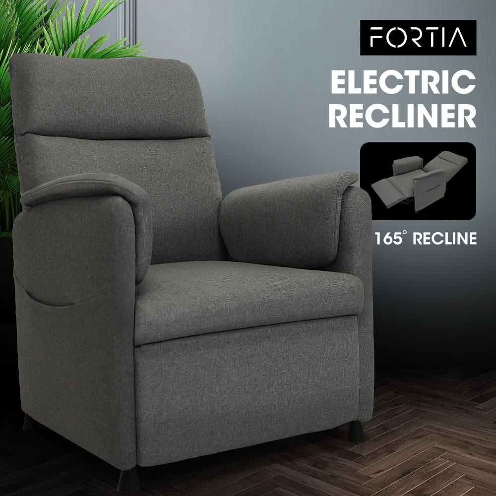 FORTIA Electric Armchair Recliner Chair Single Modern Lounge Sofa, Grey Fabric