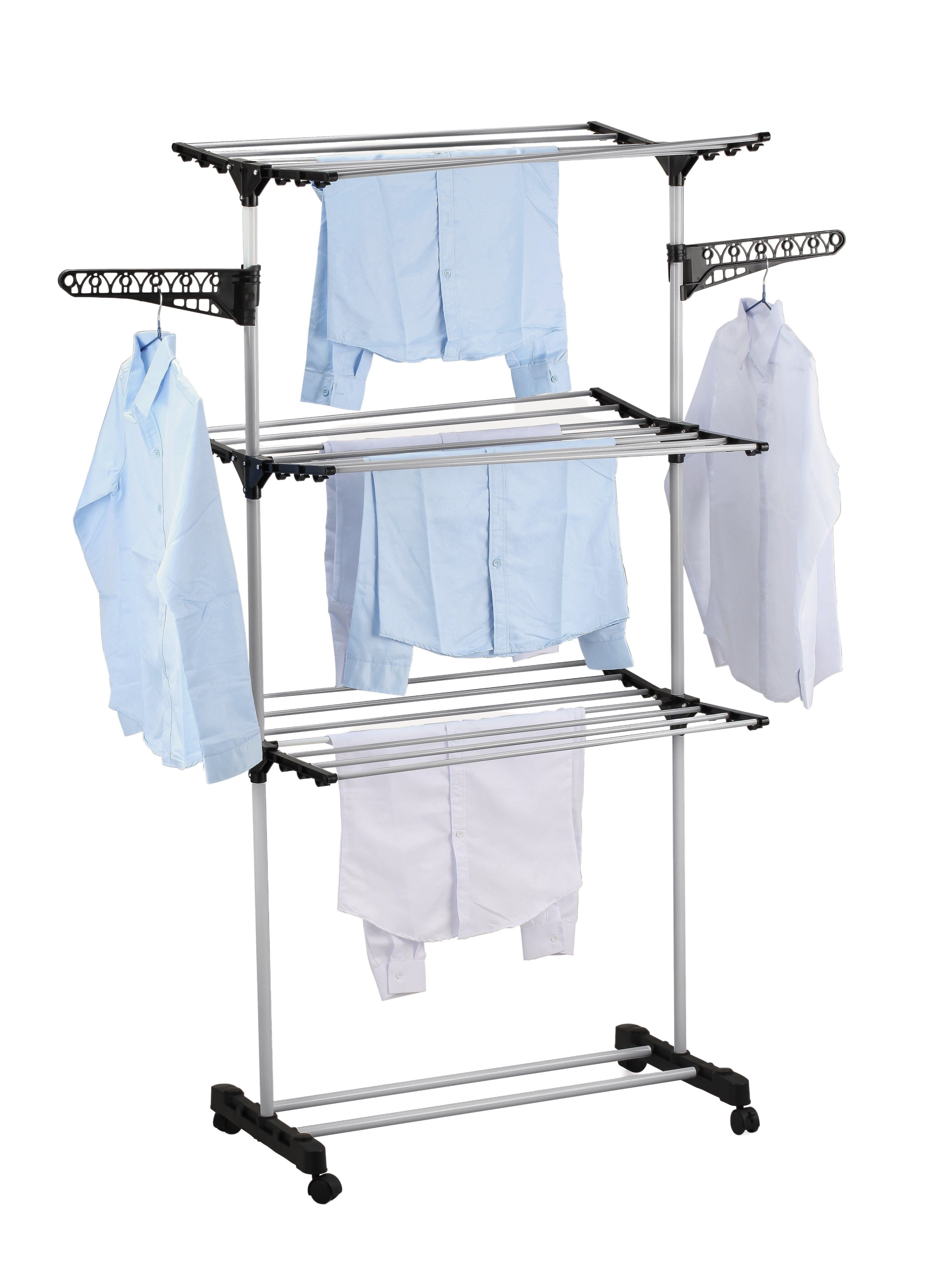 CARLA HOME 3-Tier Stainless Steel Tube Folding Laundry Drying Rack - Grey