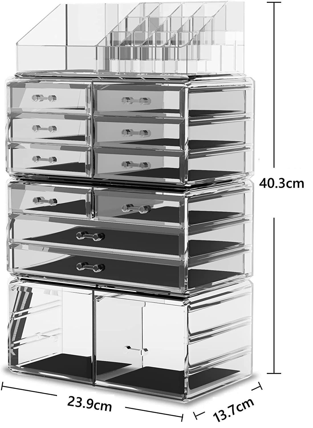 Carla Home Vikus 4Pc 12-Drawer 16-Compartment Makeup & Cosmetic Organiser - Clear