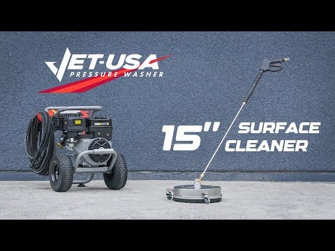 PRE-ORDER Jet-USA 15" Stainless Steel Pressure Washer Surface Cleaner, 1/4" Fitting, For Concrete Driveway Patio Floor