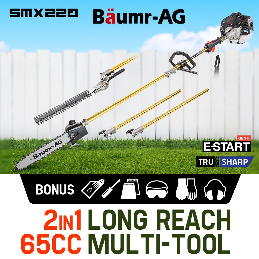 65CC Long Reach Pole Chainsaw Hedge Trimmer Pruner Chain Saw Tree Multi Tool
