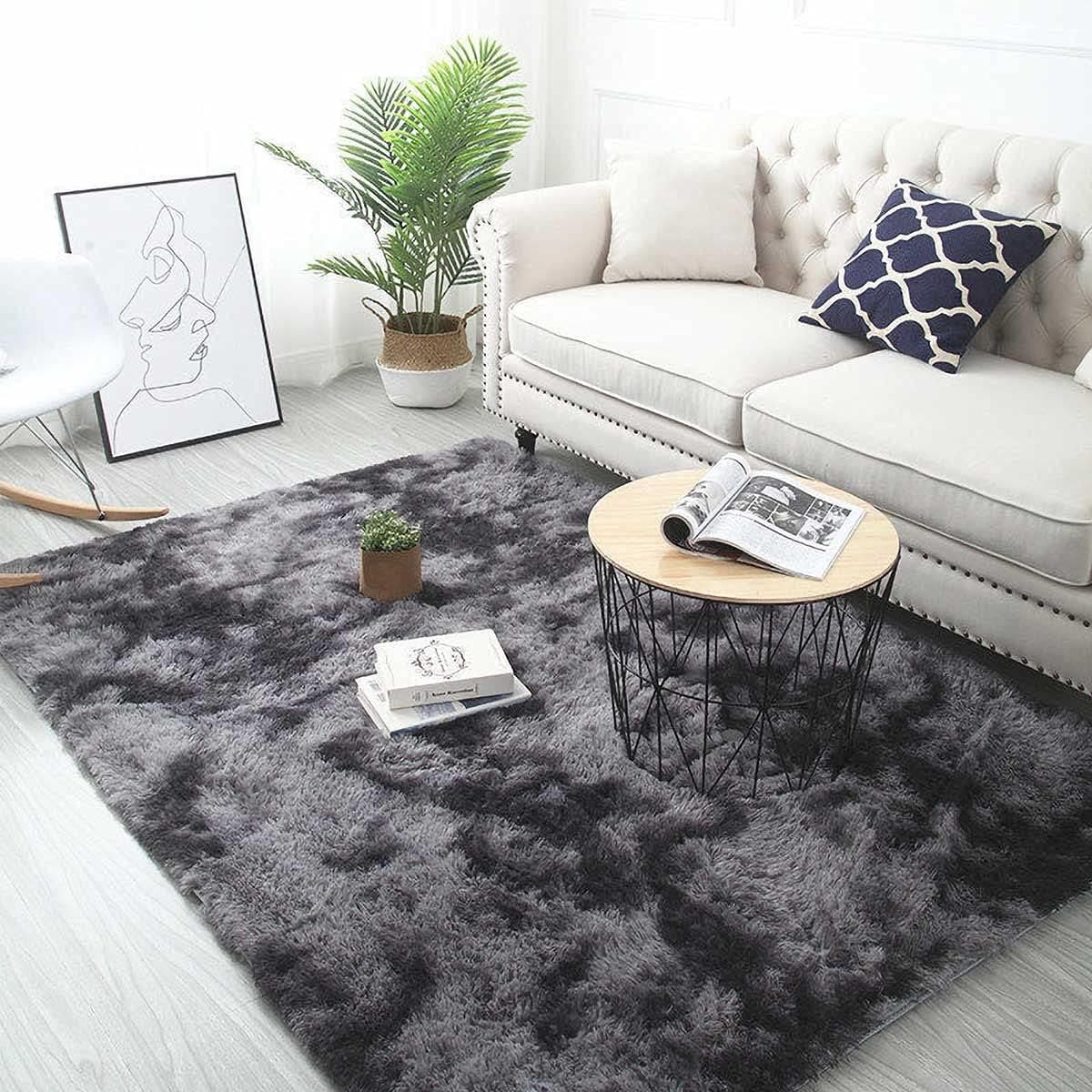 Carla Home Vikus 120 x 160cm 4cm Pile Ultra-Soft Shag Rug - Black Gray