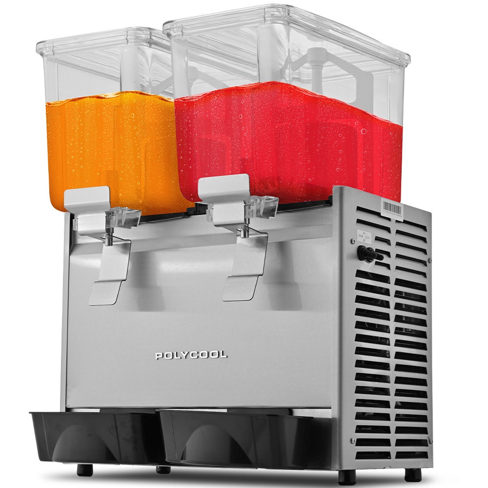 POLYCOOL 24L Commercial Twin Tank Refrigerated Juice Dispenser, Quality Donper Compressor, Beverage, Drink, for Restaurants, Cafes
