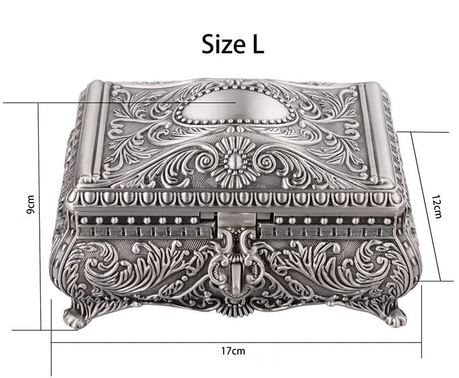 Carla Home Vikus Antique Floral Design Large Rectangular Metallic Trinket Box