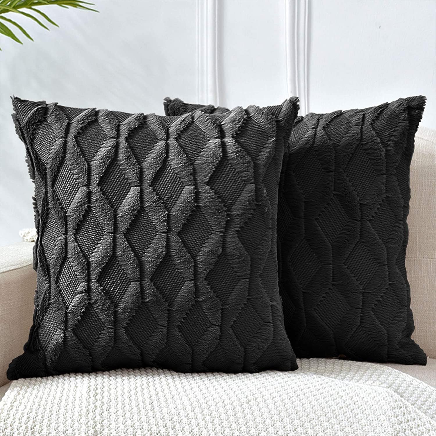 Carla Home Vikus 2Pk 45 x 45cm Decorative Boho Throw Pillow Cover - Black