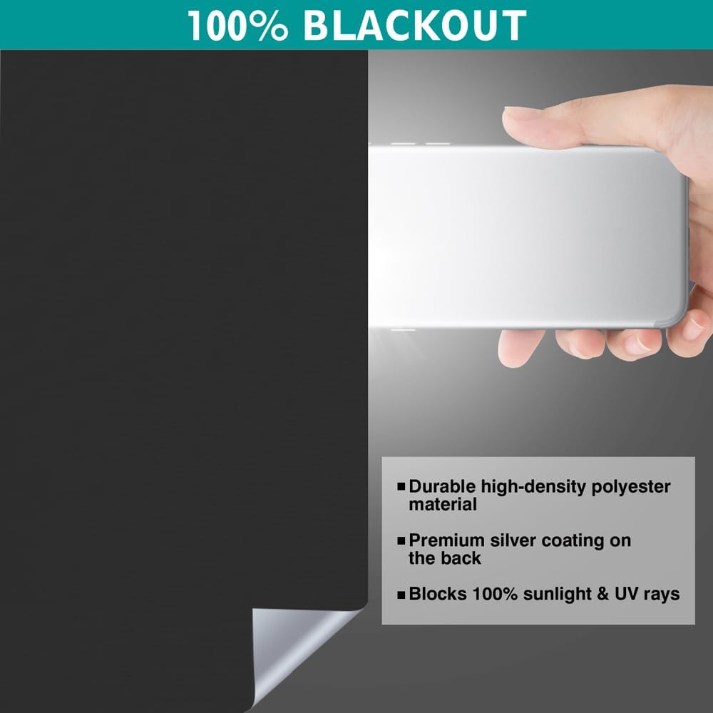 Carla Home Vikus 100 x 145cm Home & Travel Velcro Install Blackout Curtain Kit