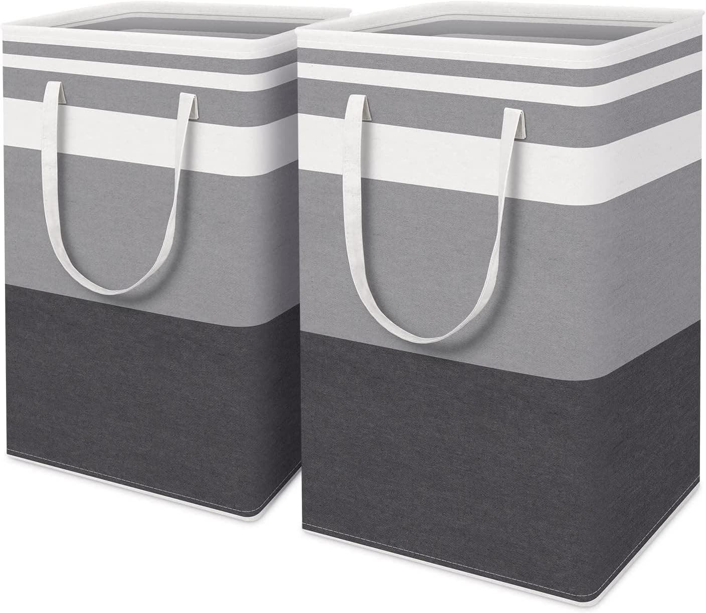Carla Home Vikus 2-Pk 75L Fabric Handle Collapsible Laundry Hamper - Grey