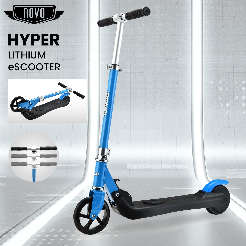 ROVO KIDS Electric Scooter, Ages 5-11, Adjustable Height, Folding, Lithium Battery, Blue