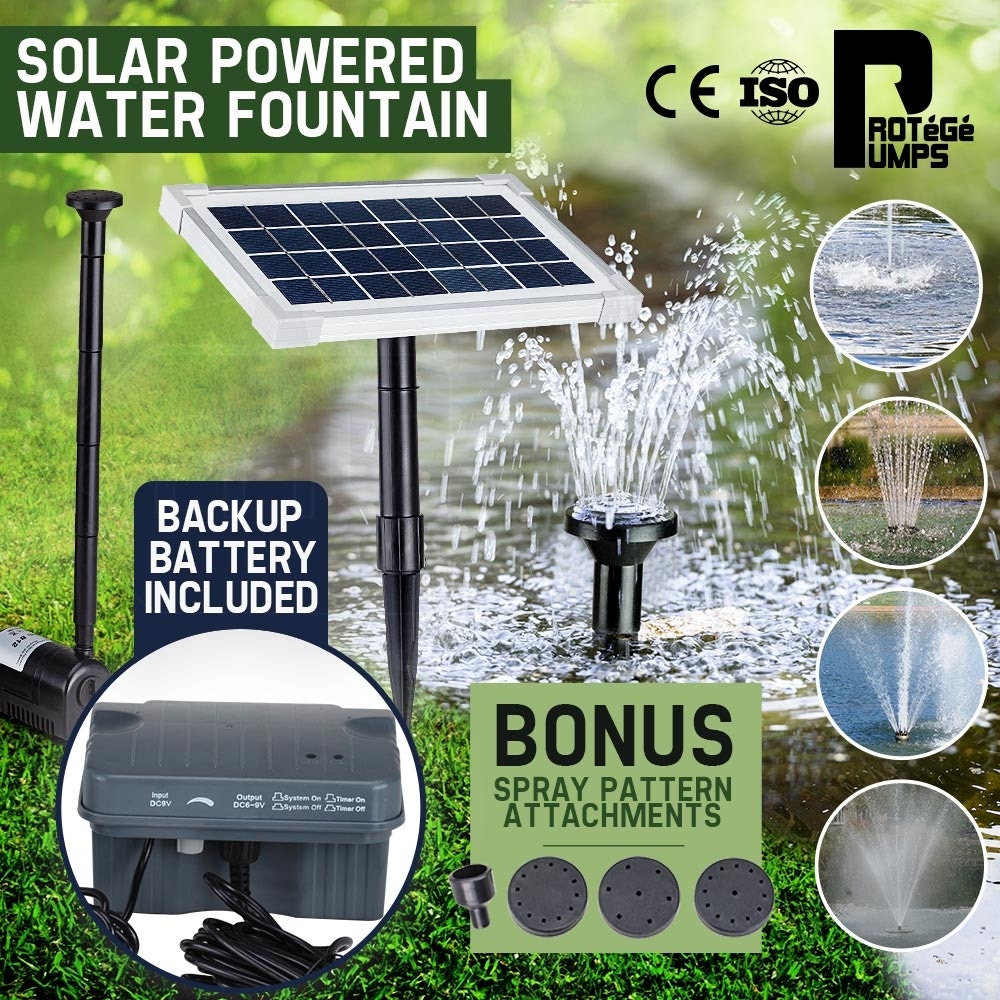 PROTEGE 25W Solar Powered Fountain Submersible Water Pump with Battery Pond Kit Garden