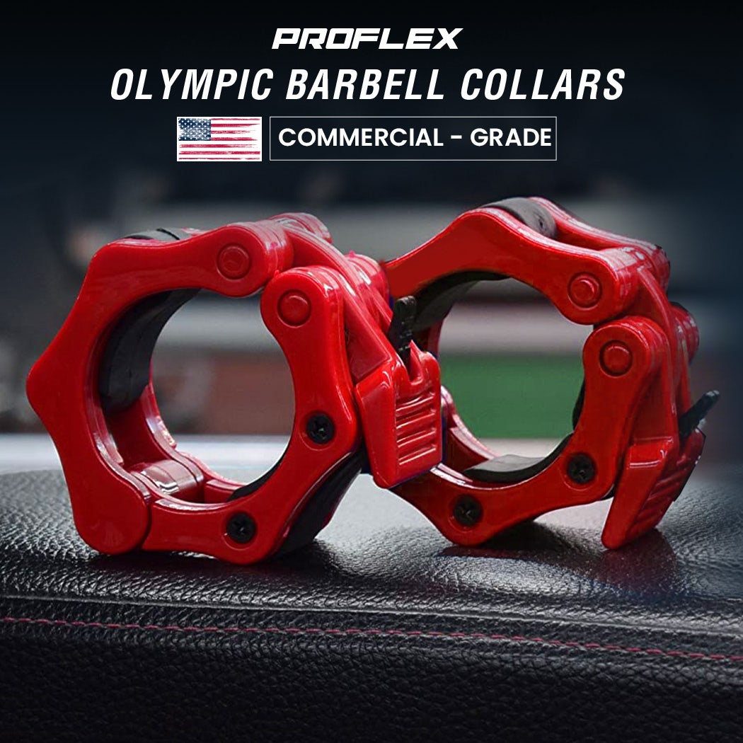 PROFLEX 2x 50mm Olympic Gym Barbell Collar Lock Clips, for Home Fitness Bodybuilding Weights Training Lock Clips