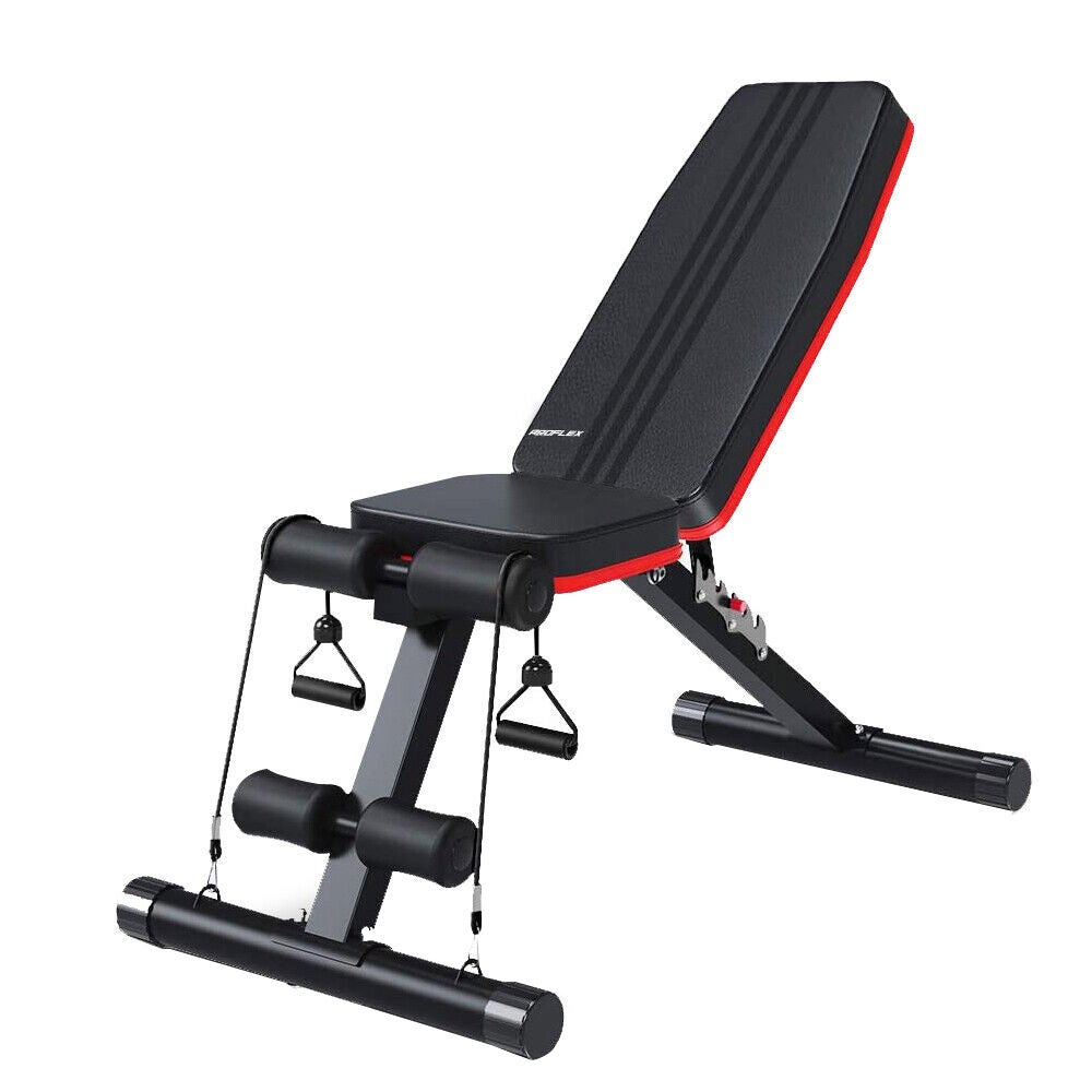 PROFLEX B200 Adjustable Incline Decline Weight Bench with Resistance Bands