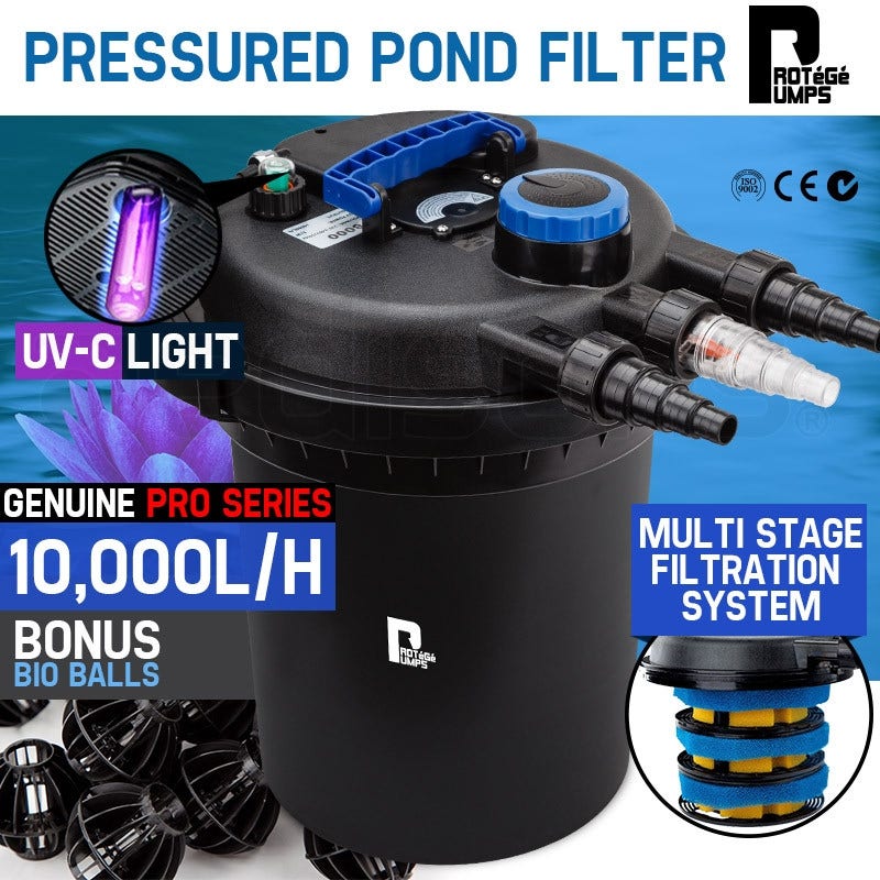 PROTEGE Aquarium External Canister Filter Aqua Fish Tank Pond Water UV Light 10000 L/H