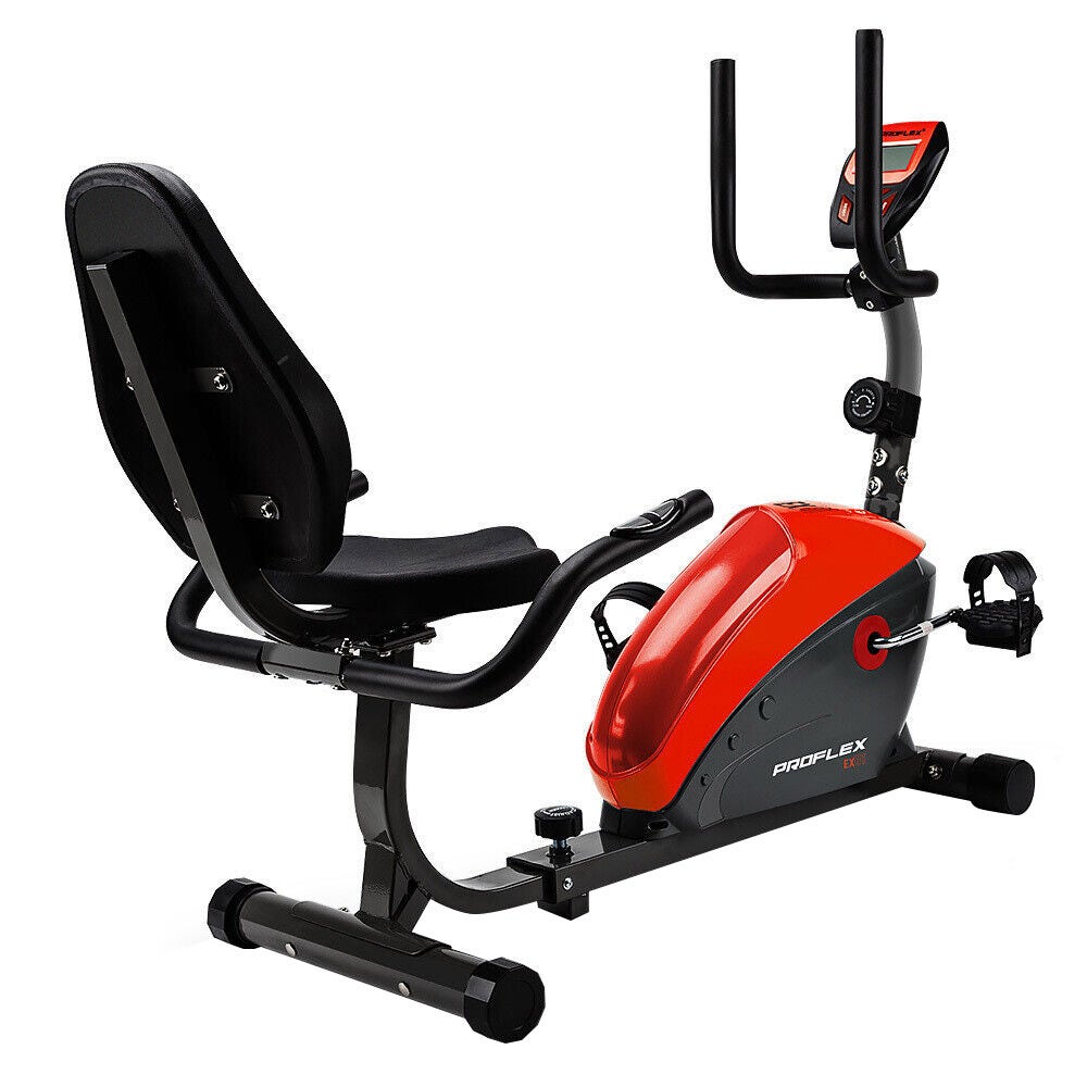 PROFLEX Magnetic Recumbent Exercise Bike Fitness Cycle Trainer with LCD Display