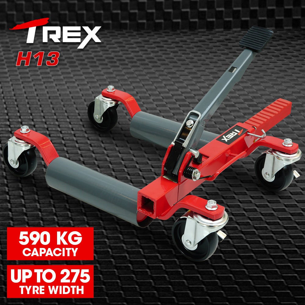 T-REX 590kg Vehicle Positioning Jack, Mechanical Ratcheting Foot Pedal Wheel Dolly For Auto Car Moving