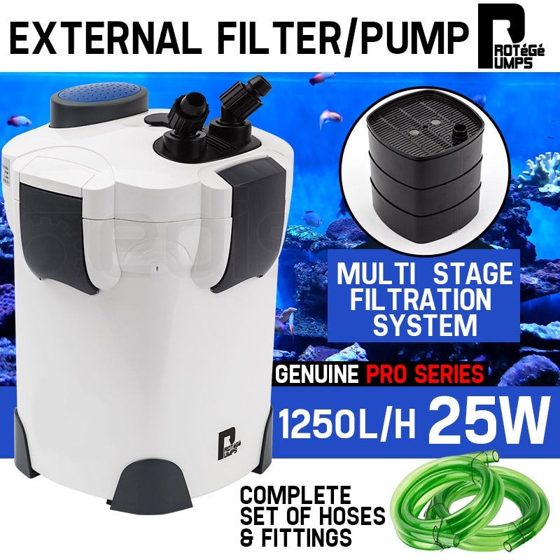PROTEGE Aquarium External Canister Filter Pump Aqua Fish Tank Pond Pump 1250 L/H