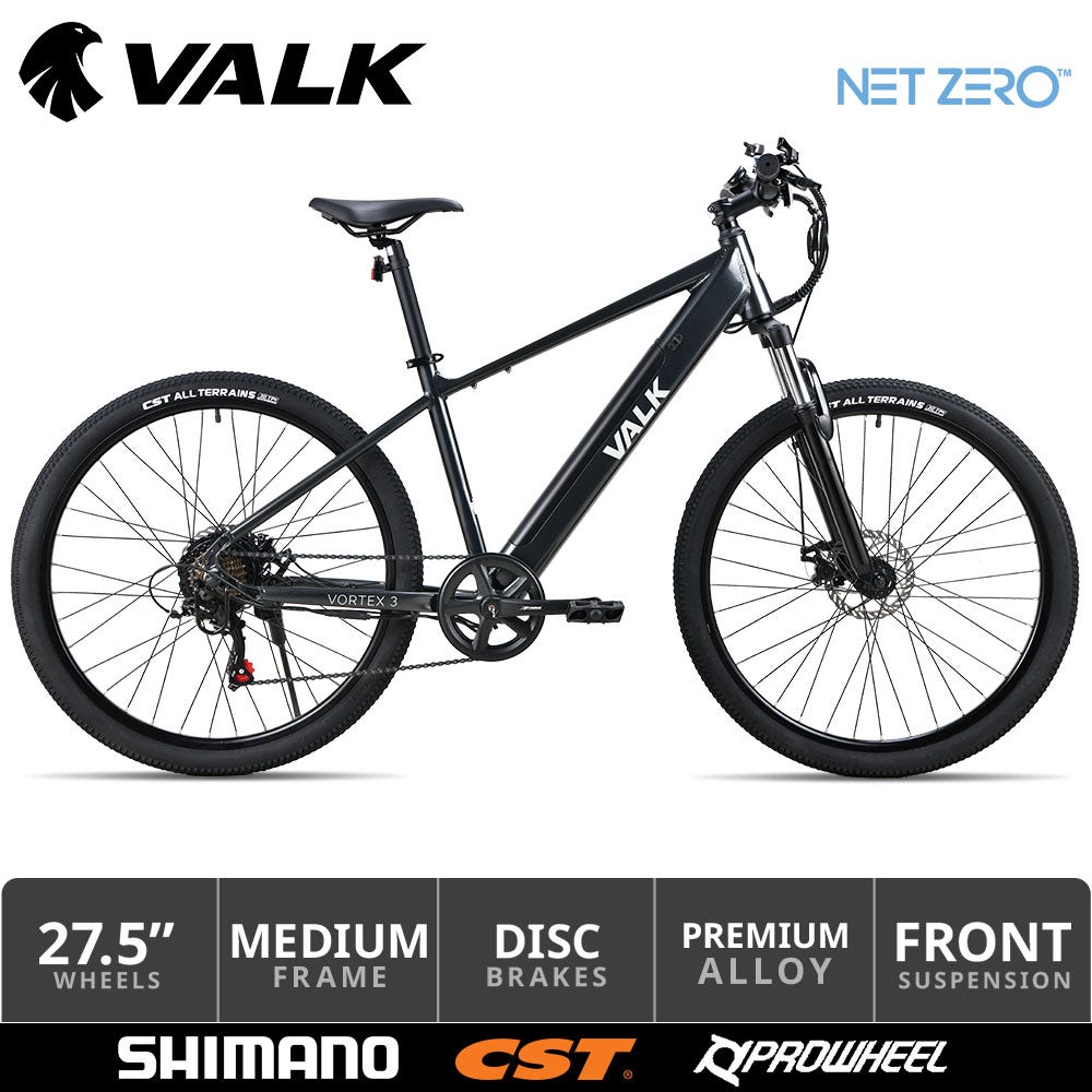 VALK Vortex 3 Electric Bike, Medium Frame Mountain ebike, Gunmetal Grey