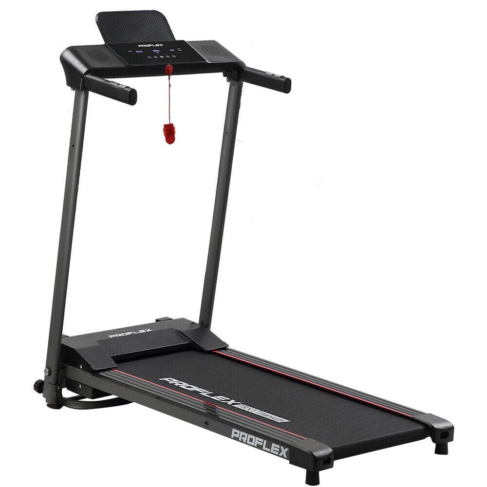 PROFLEX Electric Treadmill Compact Foldable with Bluetooth Speakers, Digital Device Stand - Black & Grey