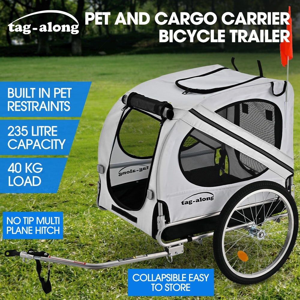 TAG-ALONG Pet & Cargo Bike Trailer, Bicycle Pet & Cargo Trailer, Cargo Carrier, Grey