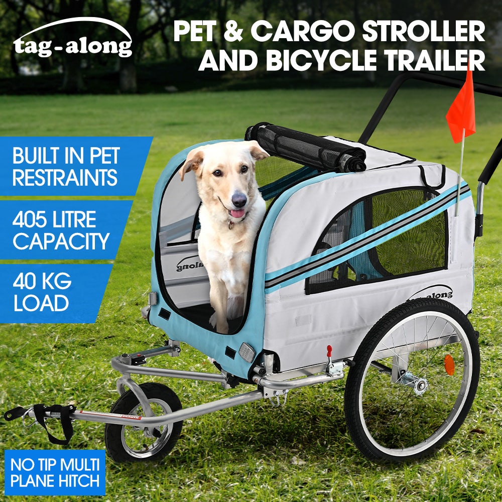 TAG-ALONG Pet & Cargo Jogger Bike Trailer, Pull Behind Bicycle Trailer Carrier Stroller, Blue