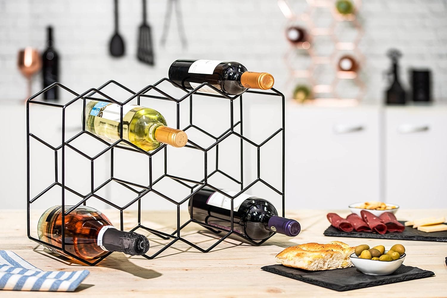 CARLA HOME 14 Bottle Capacity Modern Design Freestanding Metal Wine Rack