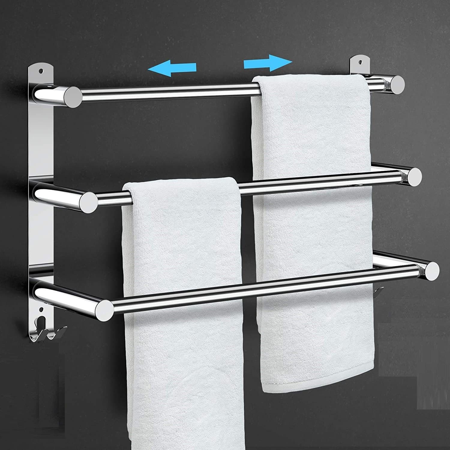 Carla Home Vikus 45-75cm Versatile Install 3-Rung Bathroom & Kitchen Towel Holder - Stainless Steel