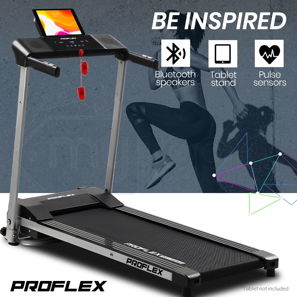 PROFLEX Electric Compact Foldable Treadmill with Bluetooth Speakers, Digital Device Stand