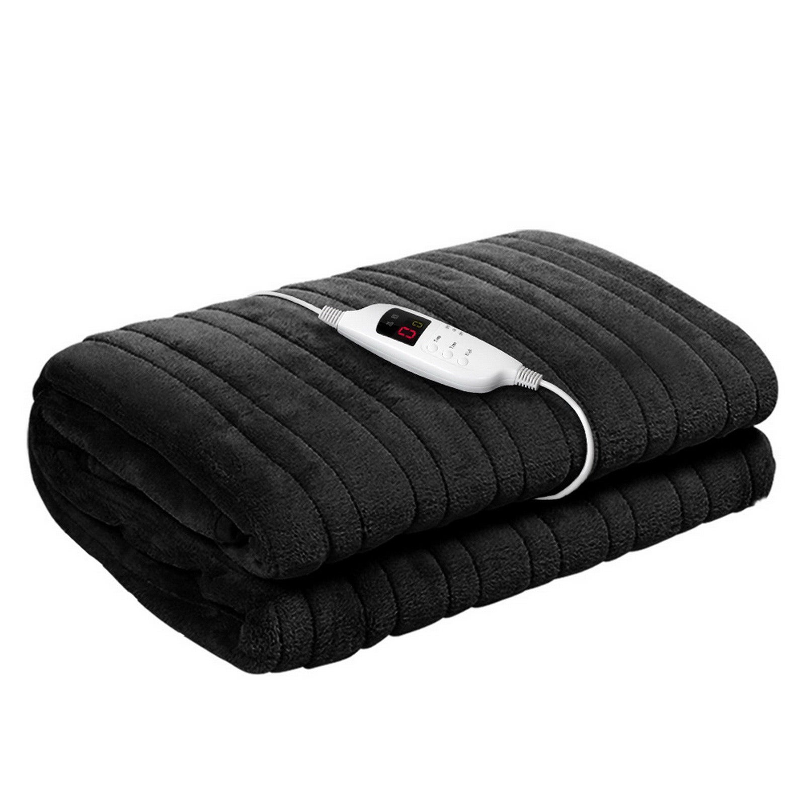 Giselle Bedding Heated Electric Throw Rug Fleece Snuggle Blanket Washable Charcoal