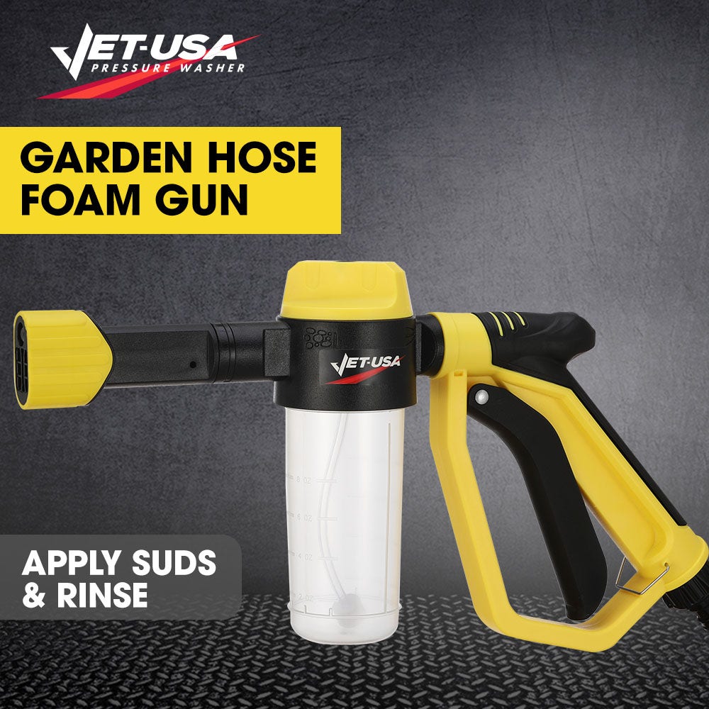 Jet-USA Foam Cannon Soap Applicator Gun For Garden Hose, Snow Foamer with Soap bottle, Quick Connect