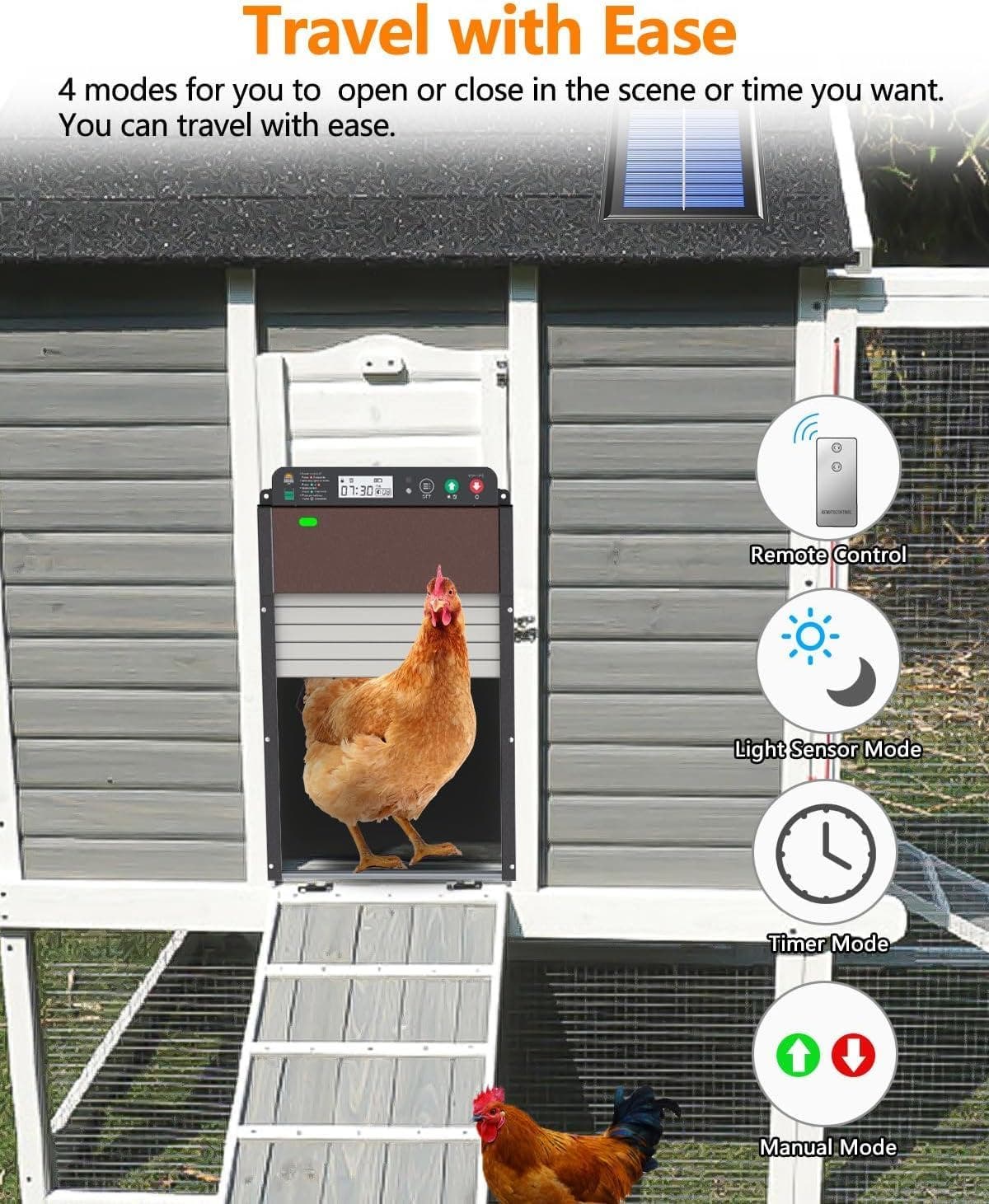 Carla Home Vikus Automatic with Remote Controller Solar Powered Chicken Coop Door
