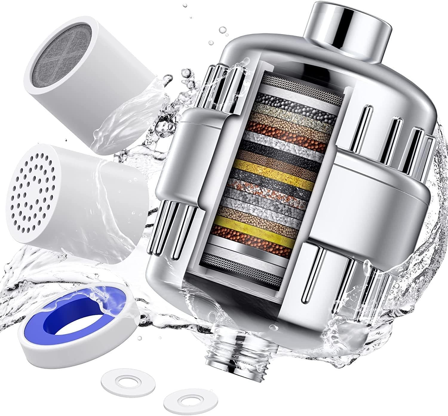 Carla Home Vikus 20-Stage Hard Water Chlorine & Flouride Showerhead Filter - Polished Chrome