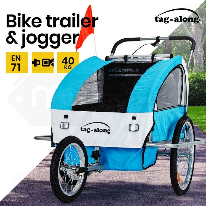 Tag-along Kids Bike Trailer Child Bicycle Pram Stroller Children Jogger Blue