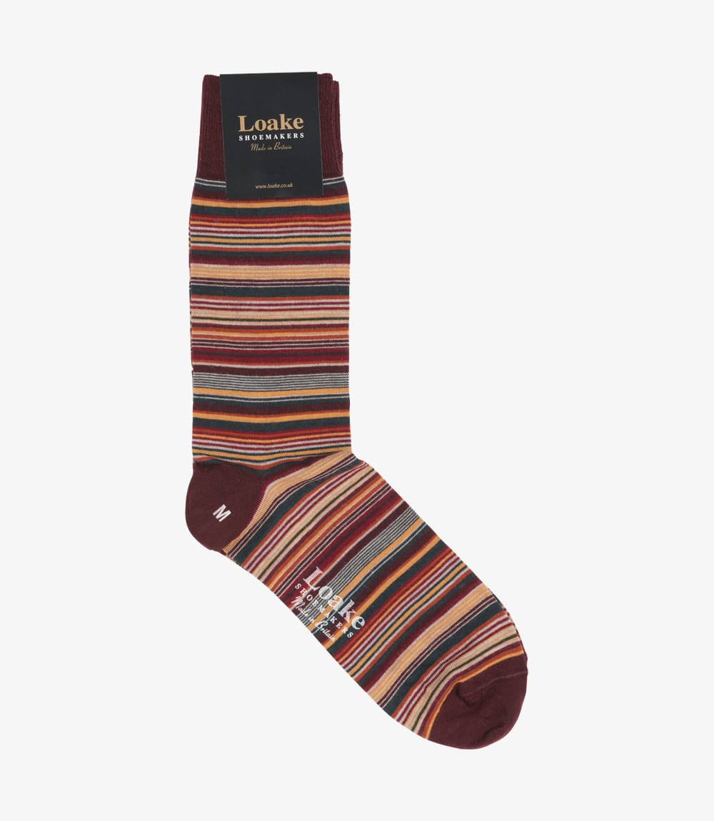 Loake Wine Narrow Stripe Socks