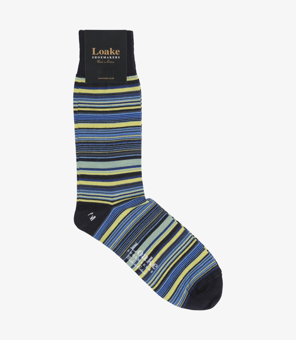 Loake Blue Narrow Stripe Socks