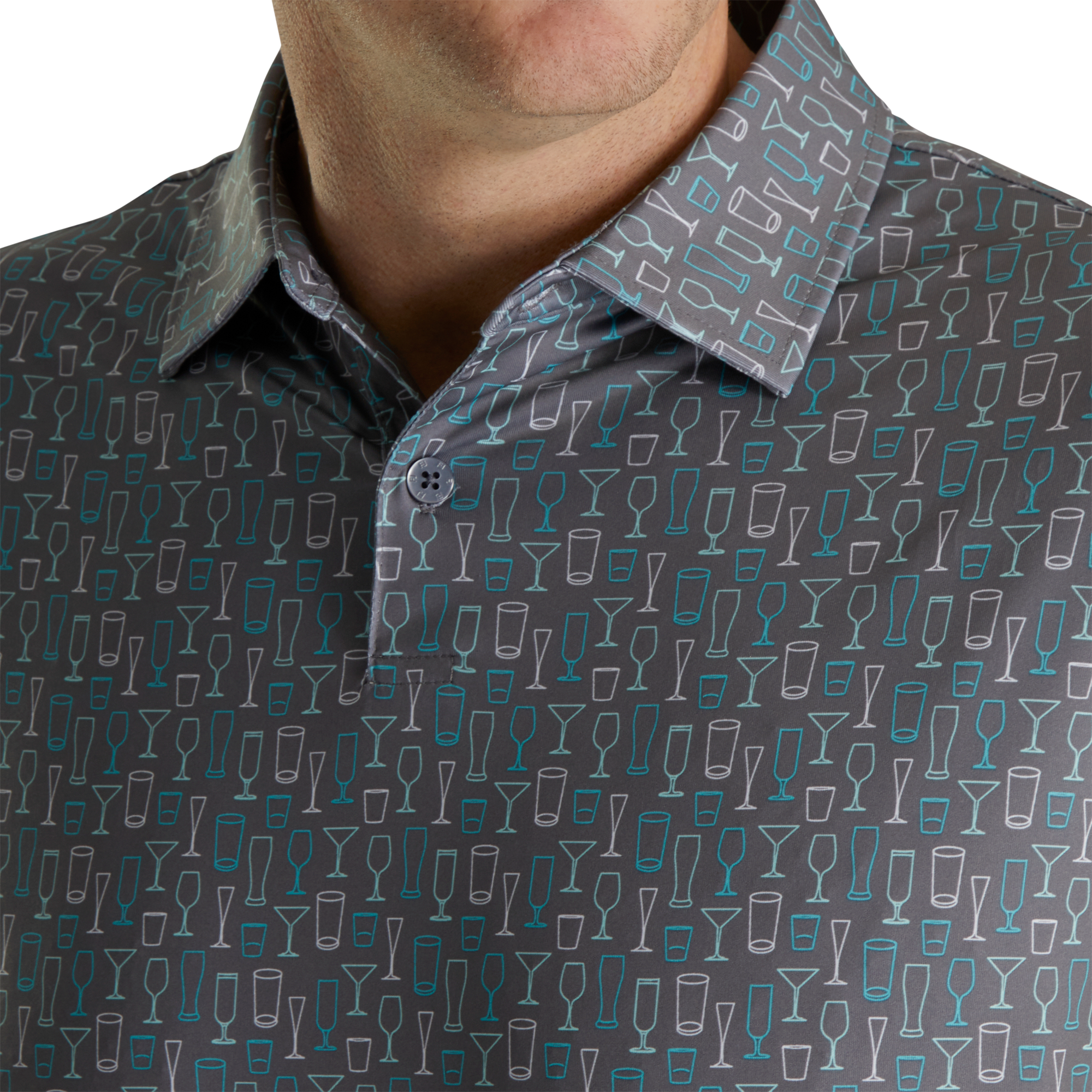 Athletic Fit Lisle Glass Print Self Collar-Previous Season Style