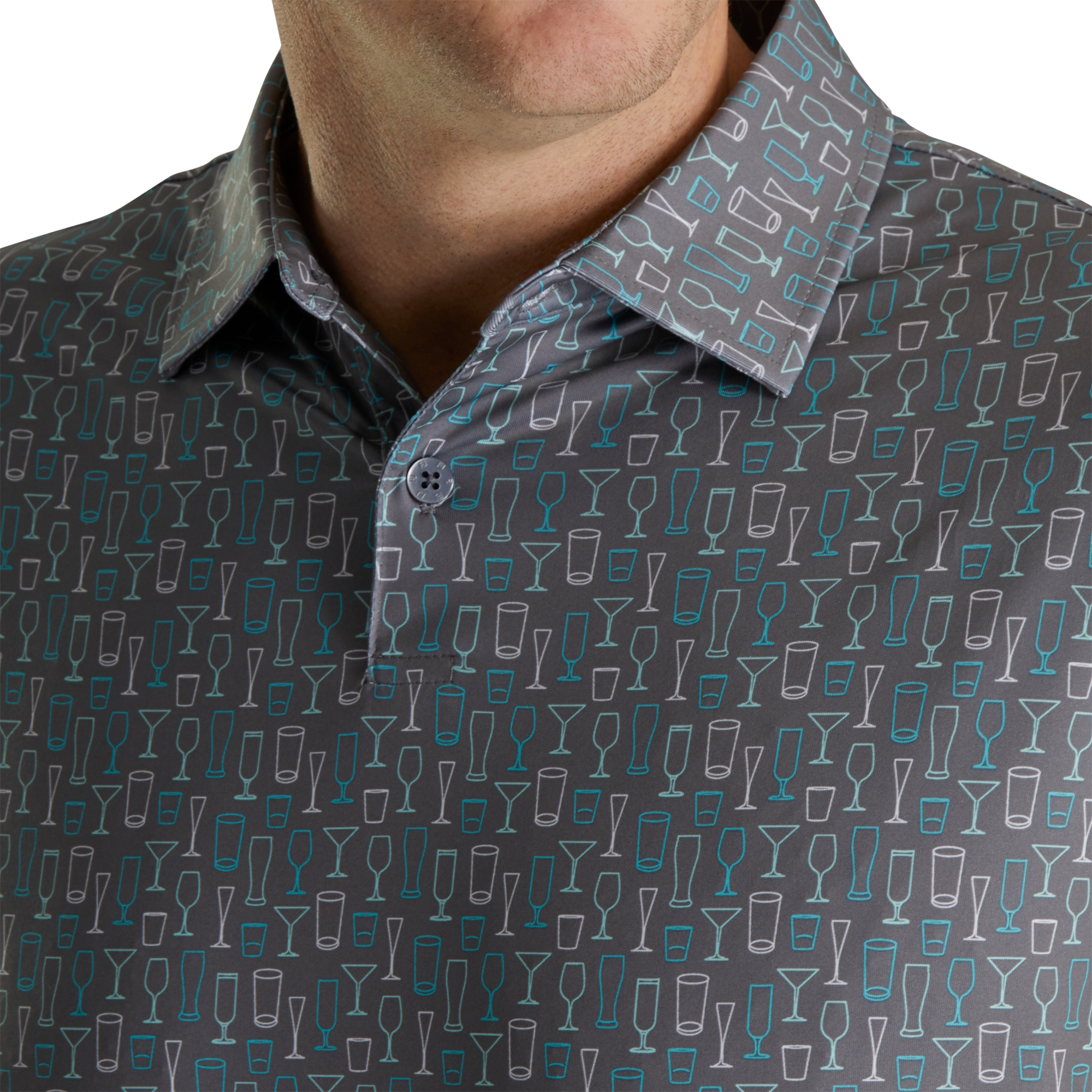 Athletic Fit Lisle Glass Print Self Collar-Previous Season Style