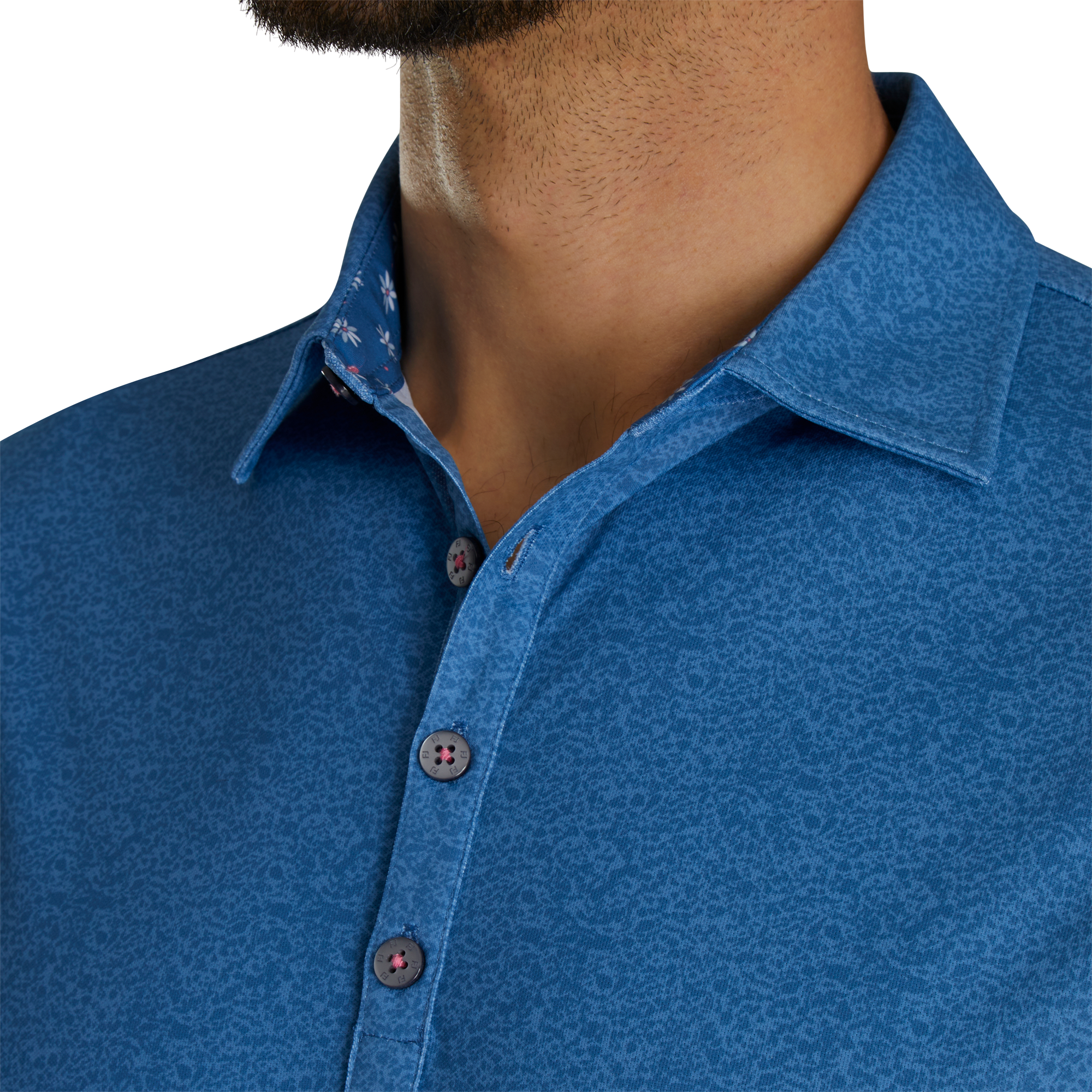 Texture Print with Trim Stretch Pique Self Collar-Previous Season Style