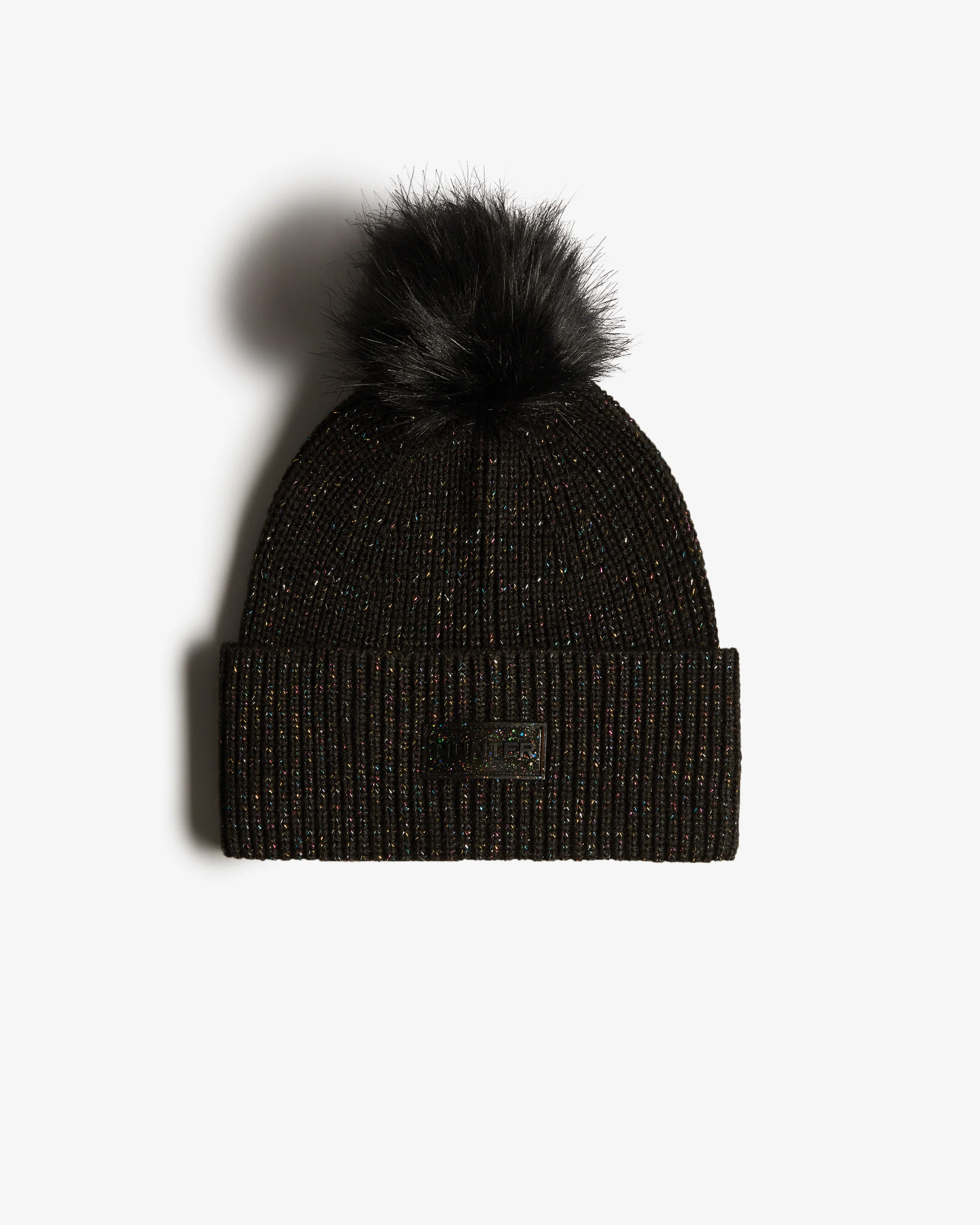 Kids Glitter Lurex Cuff Pompom Beanie