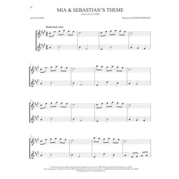 Hal Leonard Movie Songs For Two Saxophones