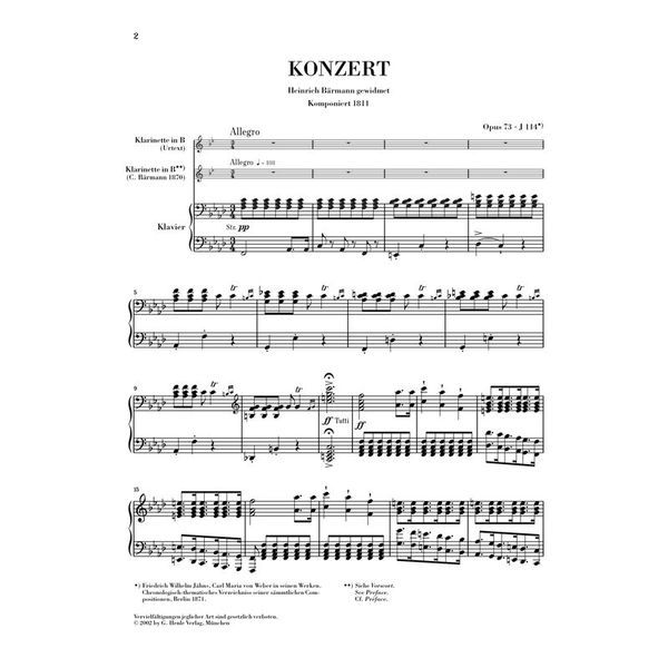 Henle Verlag Weber Clarinet Concerto No.1