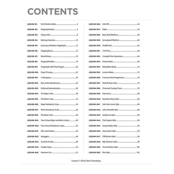 Hal Leonard 100 Rock Lessons Bass