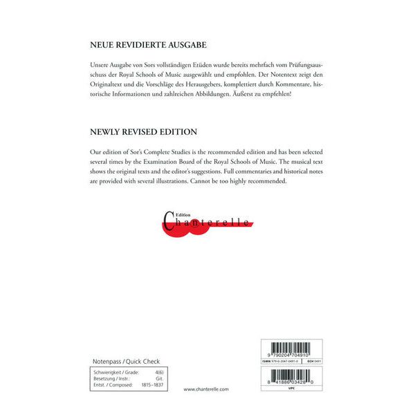 Edition Chanterelle Sor The Complete Studies