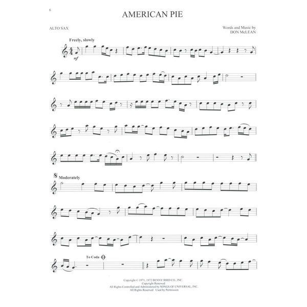 Hal Leonard Greatest Songs Of Rock A-Sax