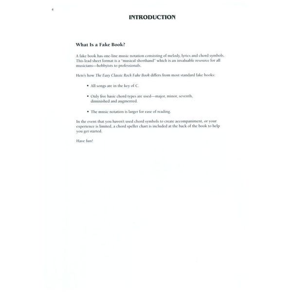 Hal Leonard Easy Classic Rock Fake Book