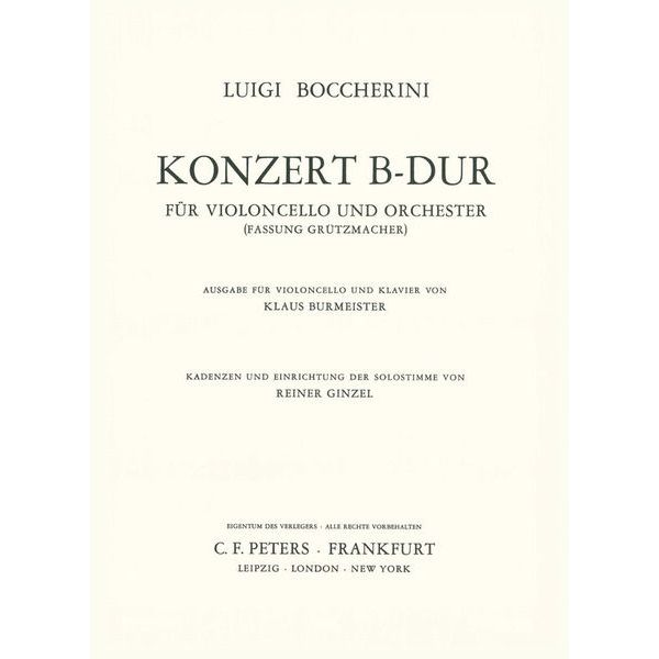 Edition Peters Boccherini Cellokonzert B-Dur
